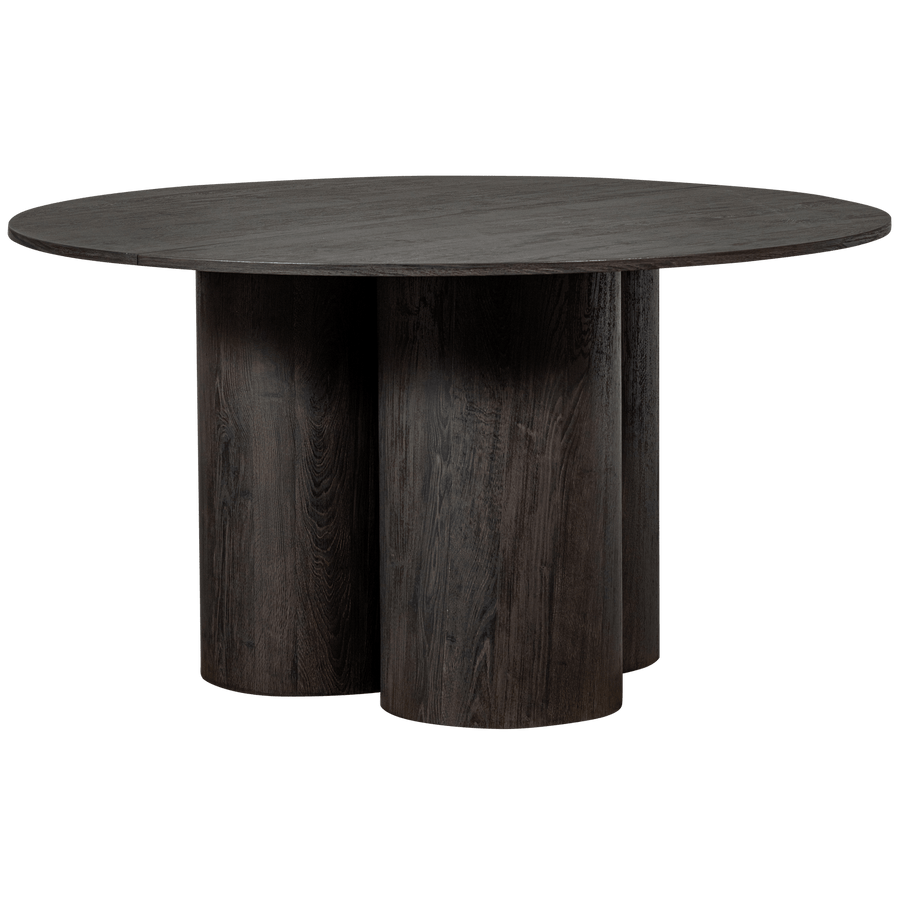 OONA EETTAFEL ROND MET 3-POOT MDF DONKERBRUIN O140 CM