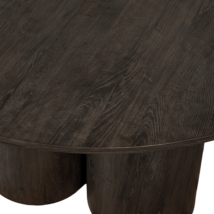 OONA EETTAFEL ROND MET 3-POOT MDF DONKERBRUIN O140 CM