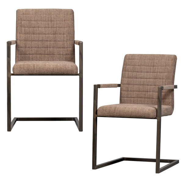 BAS EETKAMERSTOEL GEWEVEN STOF BRUIN MELANGE (set of 2)