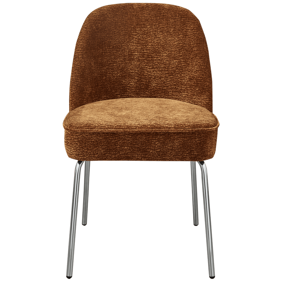 VOGUE EETKAMERSTOEL 3D CHENILLE MIDDENBRUIN CHROME POOT (set of 2)