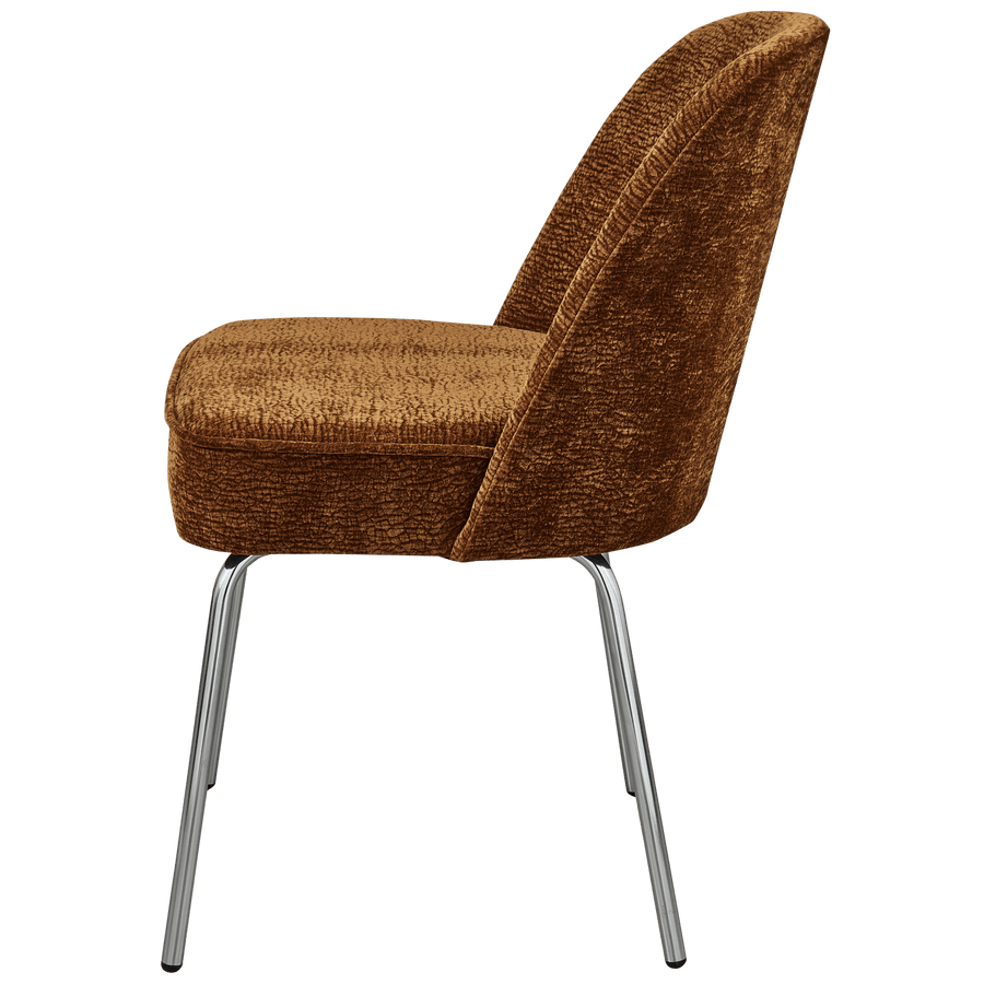 VOGUE EETKAMERSTOEL 3D CHENILLE MIDDENBRUIN CHROME POOT (set of 2)