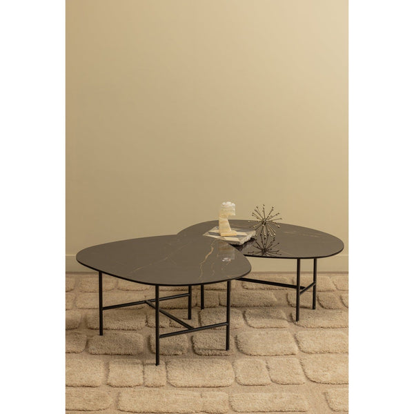 VAJEN SALONTAFEL MET ZWART MARMEREN LOOK BLAD 80X60 CM