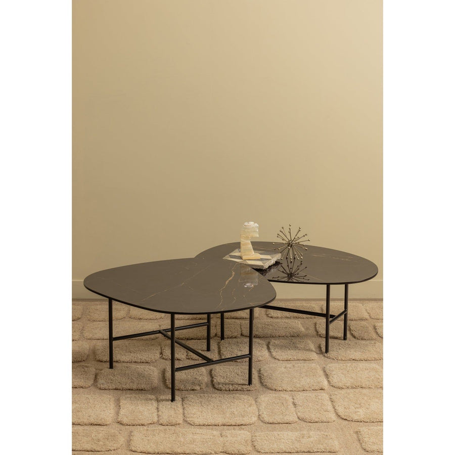 VAJEN SALONTAFEL MET ZWART MARMEREN LOOK BLAD 80X60 CM