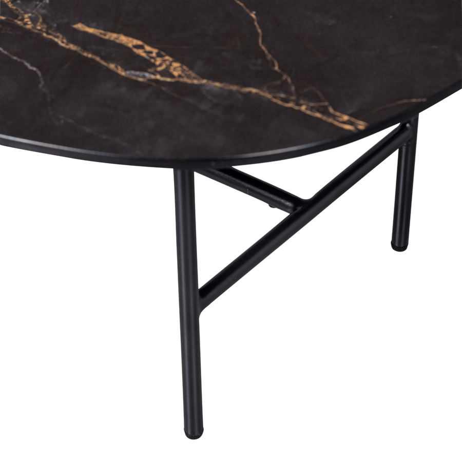 VAJEN SALONTAFEL MET ZWART MARMEREN LOOK BLAD 80X60 CM