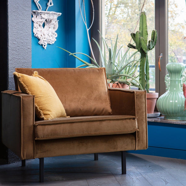 RODEO FAUTEUIL VELVET HONINGGEEL
