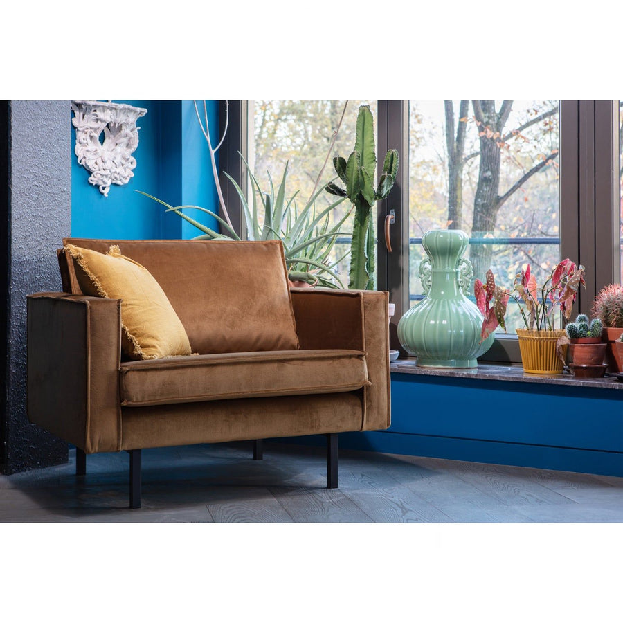 RODEO FAUTEUIL VELVET HONINGGEEL