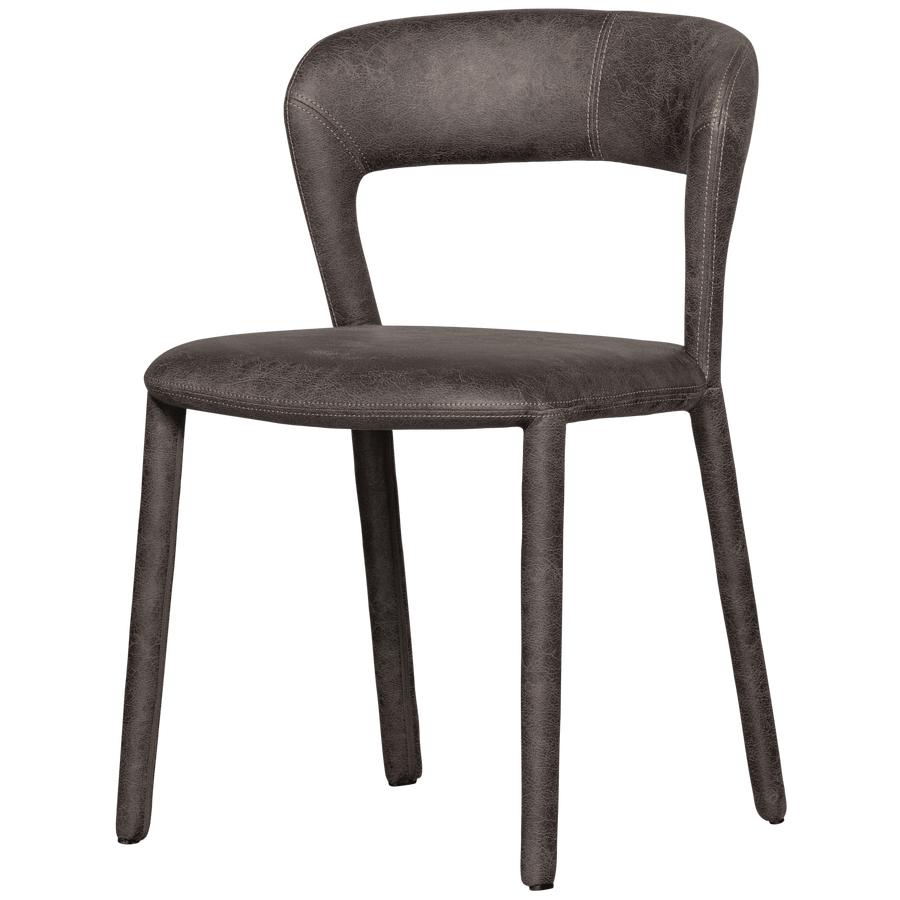 NOBLE EETKAMERSTOEL LEERLOOK ZWART/GRIJS (set of 2)