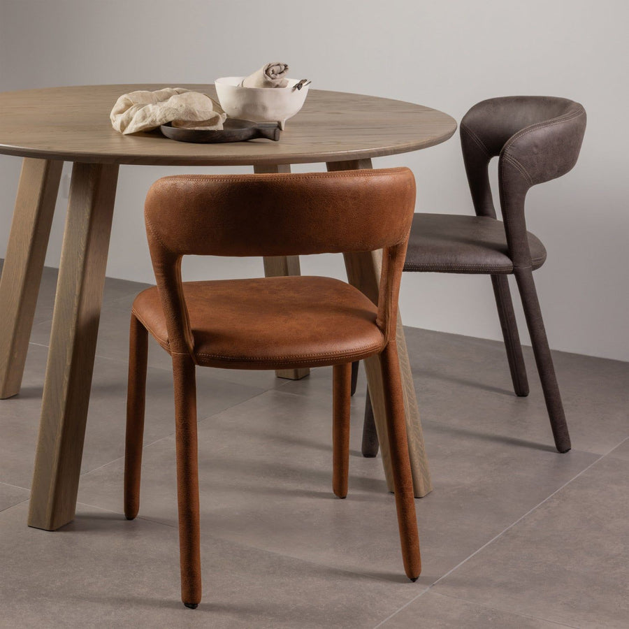 NOBLE EETKAMERSTOEL LEERLOOK ZWART/GRIJS (set of 2)