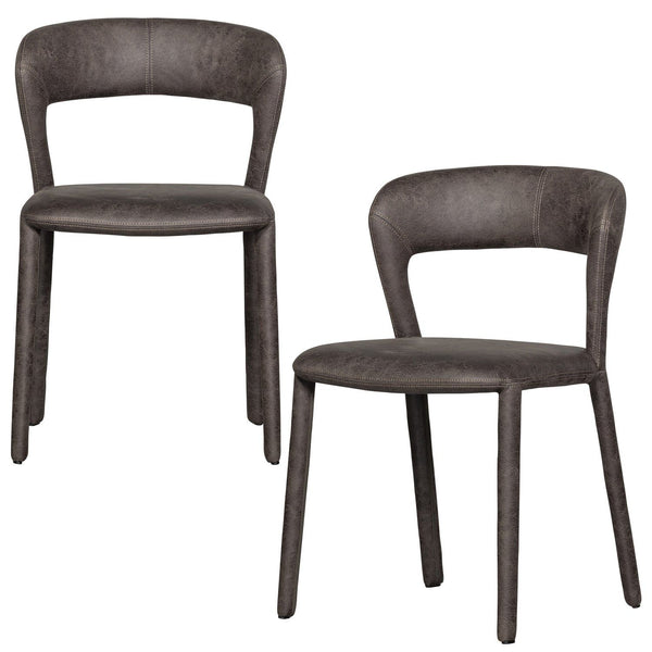 NOBLE EETKAMERSTOEL LEERLOOK ZWART/GRIJS (set of 2)