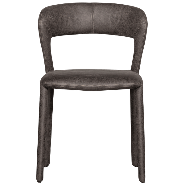 NOBLE EETKAMERSTOEL LEERLOOK ZWART/GRIJS (set of 2)