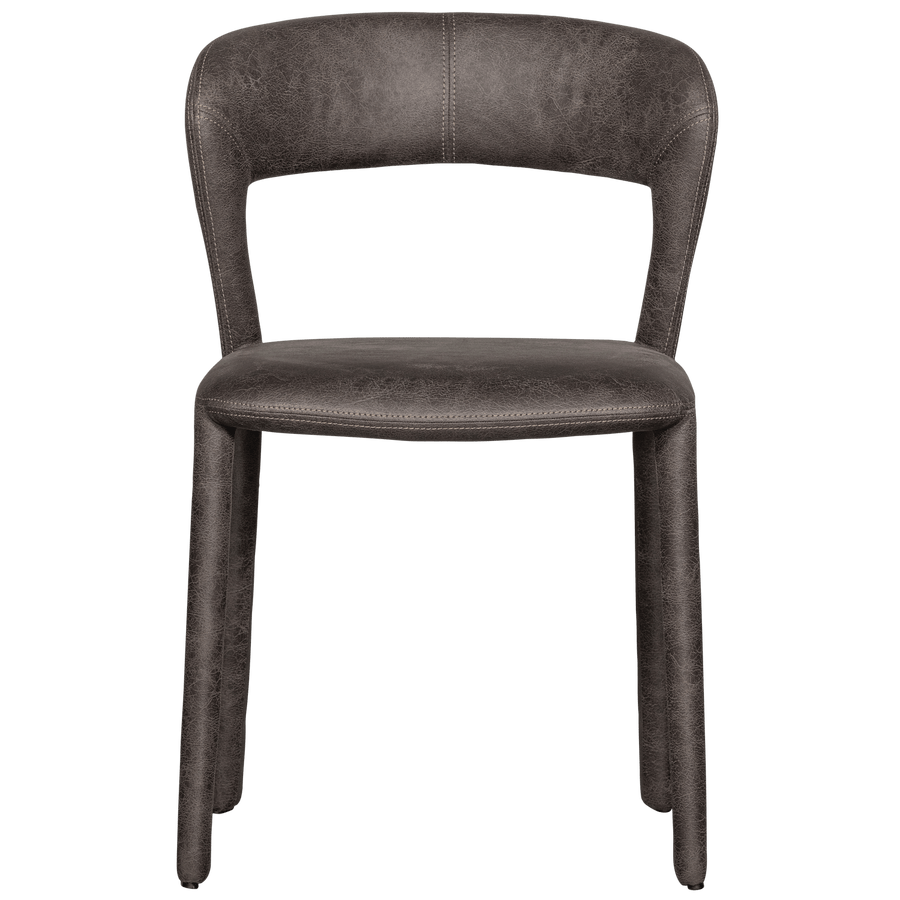 NOBLE EETKAMERSTOEL LEERLOOK ZWART/GRIJS (set of 2)
