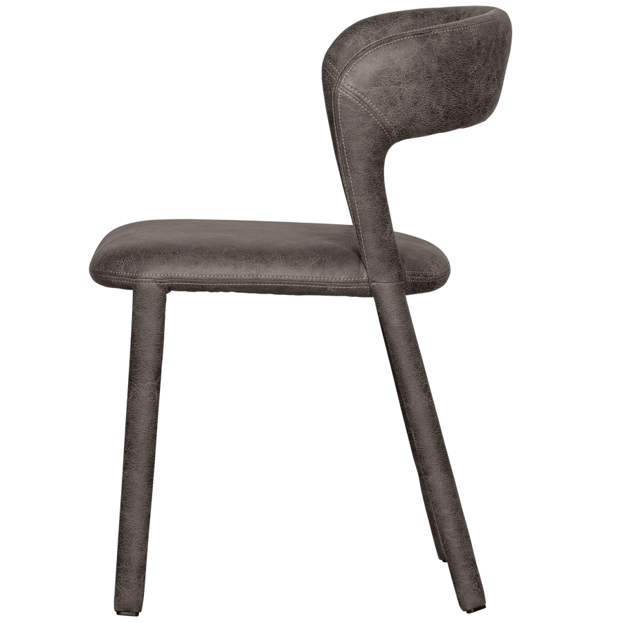 NOBLE EETKAMERSTOEL LEERLOOK ZWART/GRIJS (set of 2)