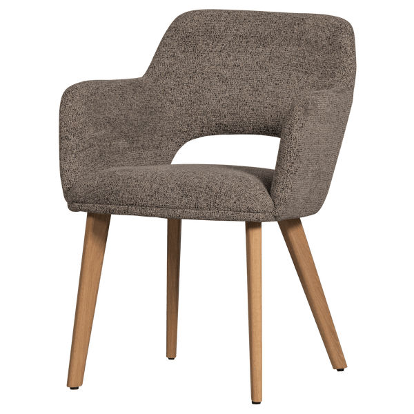MURAT EETKAMERSTOEL TAUPE MET HOUTEN POOT NATUREL (set of 2)