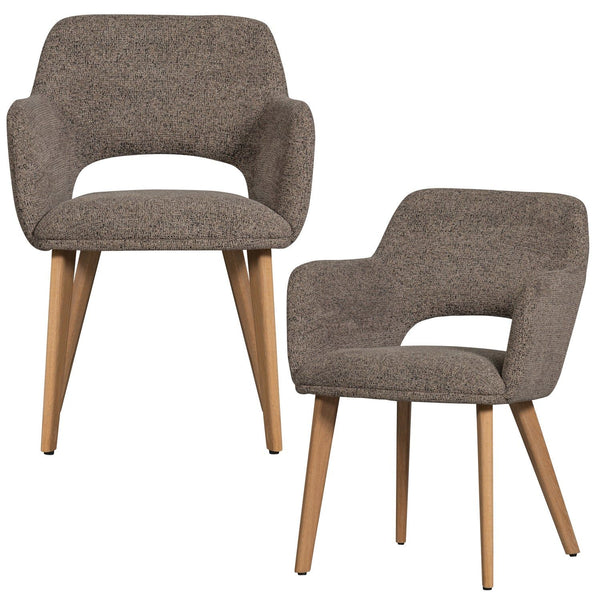 MURAT EETKAMERSTOEL TAUPE MET HOUTEN POOT NATUREL (set of 2)