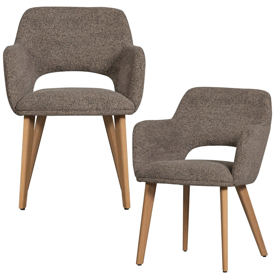 MURAT EETKAMERSTOEL TAUPE MET HOUTEN POOT NATUREL (set of 2)