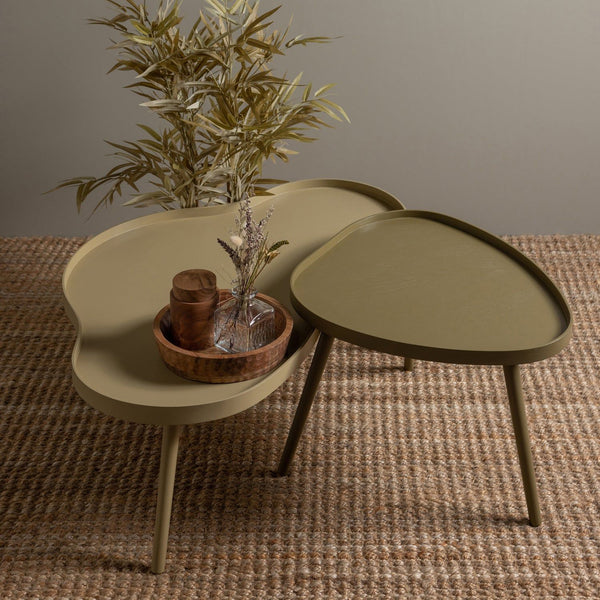 MAE BIJZETTAFEL ORGANISCH MDF/GRENEN SEPIA (set of 2)