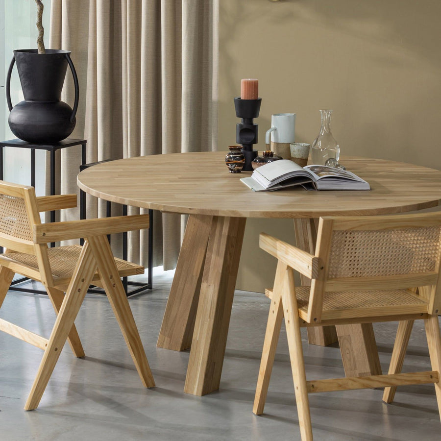 RHONDA XL EETTAFEL O150 CM EIKEN NATUREL [fsc]