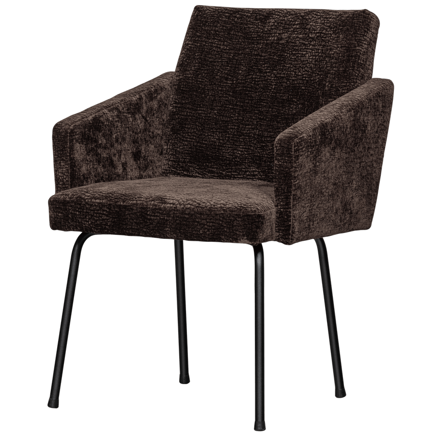 MOUNT EETKAMERSTOEL MET ARMLEUNING 3D CHENILLE DONKERBRUIN (set of 2)