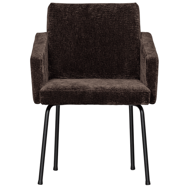MOUNT EETKAMERSTOEL MET ARMLEUNING 3D CHENILLE DONKERBRUIN (set of 2)