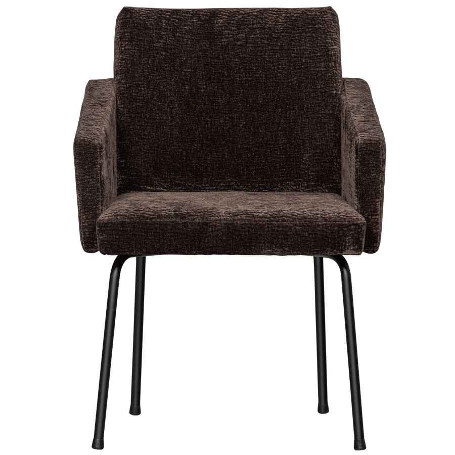MOUNT EETKAMERSTOEL MET ARMLEUNING 3D CHENILLE DONKERBRUIN (set of 2)