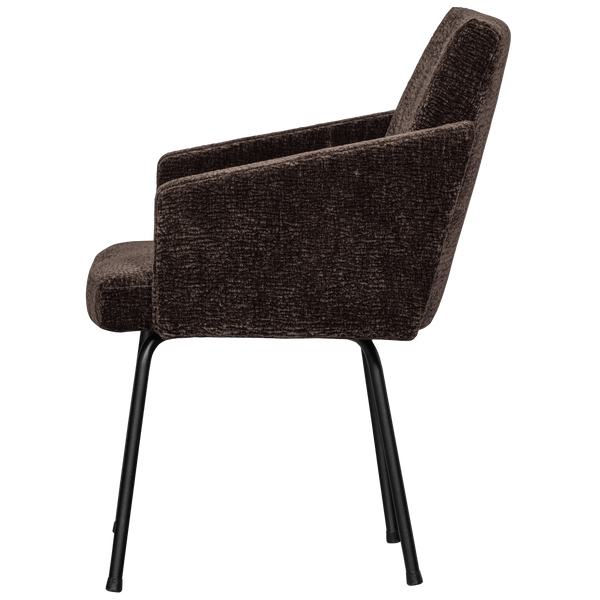 MOUNT EETKAMERSTOEL MET ARMLEUNING 3D CHENILLE DONKERBRUIN (set of 2)