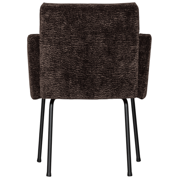 MOUNT EETKAMERSTOEL MET ARMLEUNING 3D CHENILLE DONKERBRUIN (set of 2)
