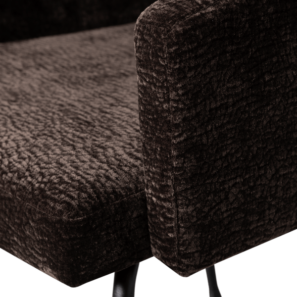 MOUNT EETKAMERSTOEL MET ARMLEUNING 3D CHENILLE DONKERBRUIN (set of 2)