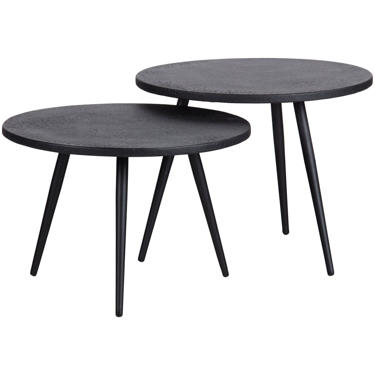 SUZE BIJZETTAFELS HOUT/METAAL ZWART - SET VAN 2