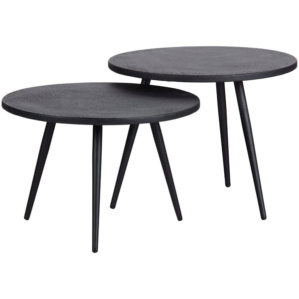 SUZE BIJZETTAFELS HOUT/METAAL ZWART - SET VAN 2