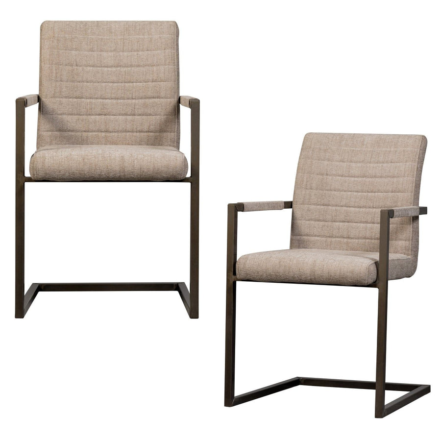 BAS EETKAMERSTOEL GEWEVEN STOF ZAND MELANGE (set of 2)