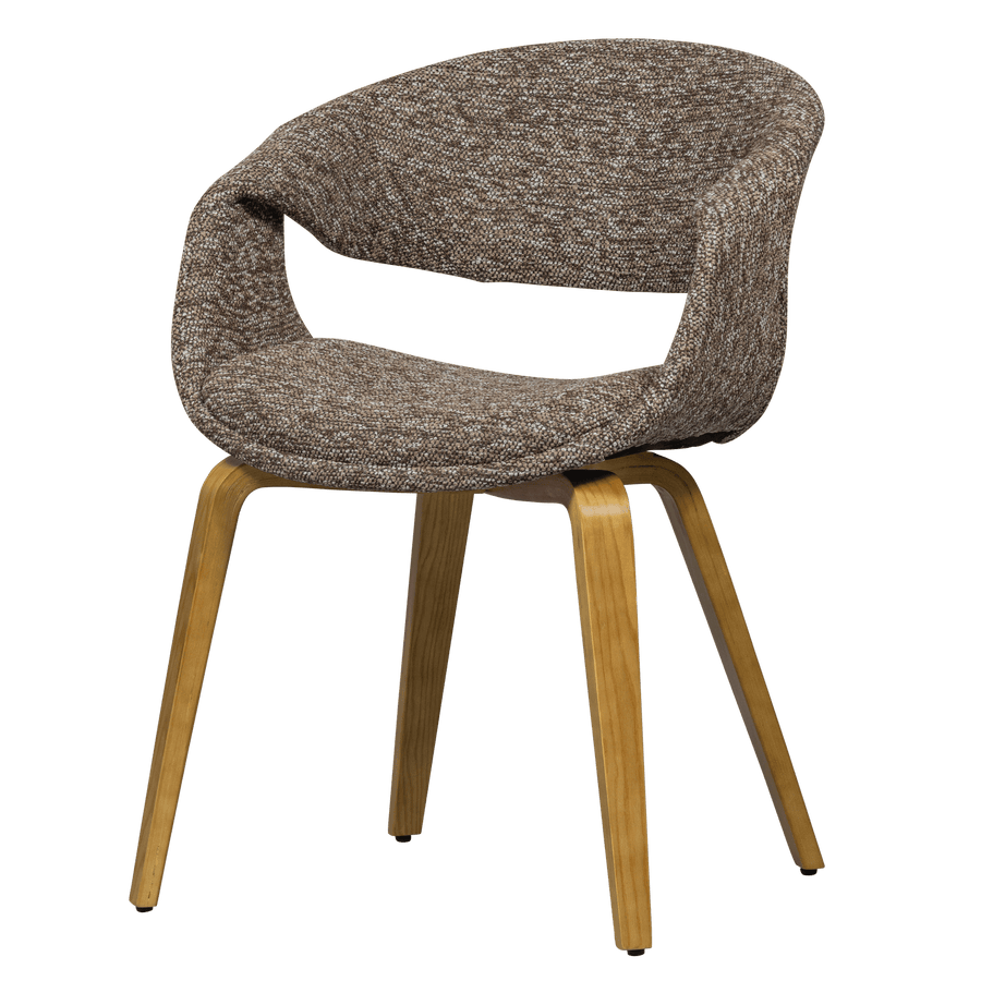 YOSSI EETKAMERSTOEL BRUIN MET HOUTEN POOT NATUREL (set of 2)