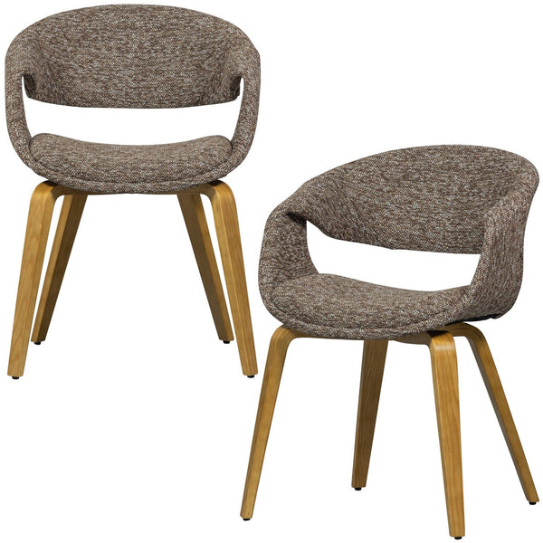 YOSSI EETKAMERSTOEL BRUIN MET HOUTEN POOT NATUREL (set of 2)