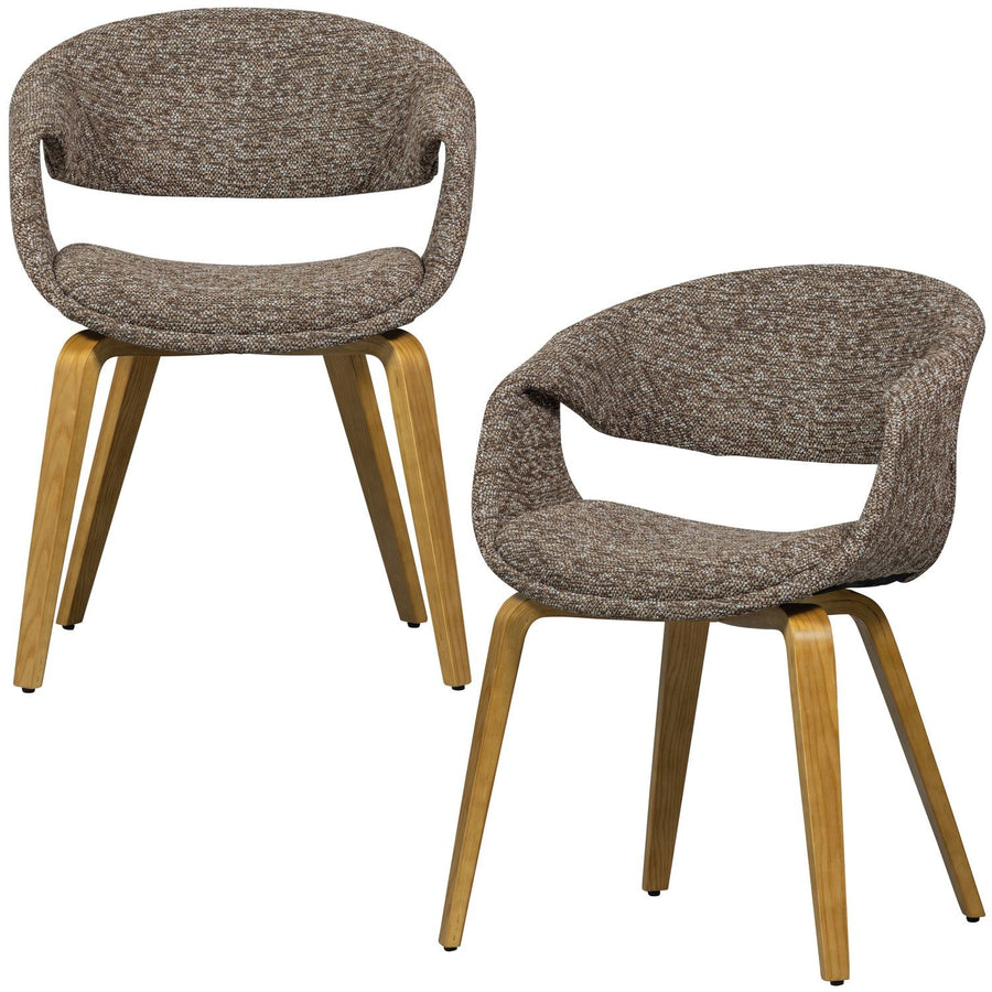 YOSSI EETKAMERSTOEL BRUIN MET HOUTEN POOT NATUREL (set of 2)