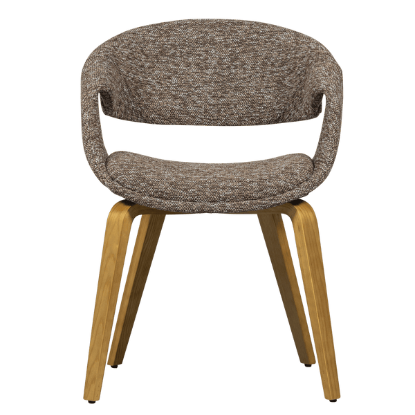 YOSSI EETKAMERSTOEL BRUIN MET HOUTEN POOT NATUREL (set of 2)