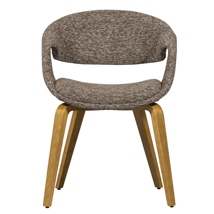 YOSSI EETKAMERSTOEL BRUIN MET HOUTEN POOT NATUREL (set of 2)