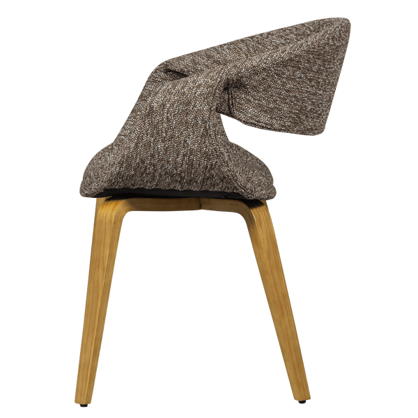 YOSSI EETKAMERSTOEL BRUIN MET HOUTEN POOT NATUREL (set of 2)