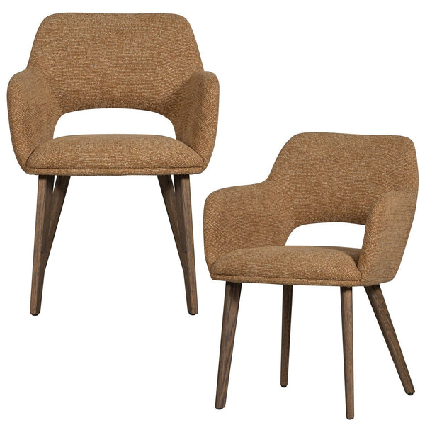 MURAT EETKAMERSTOEL GEEL MET HOUTEN POOT BRUIN (set of 2)