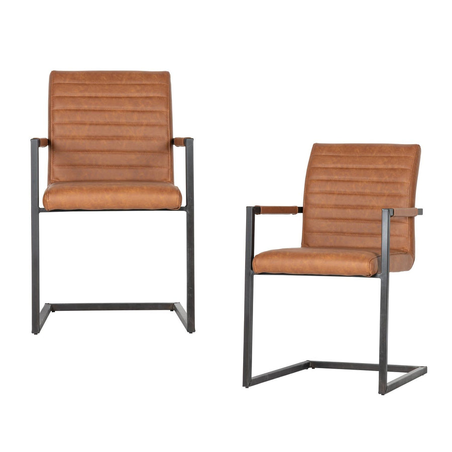 BAS EETKAMERSTOEL PU COGNAC (set of 2)