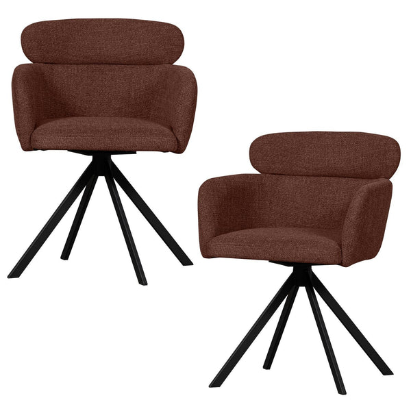 FENNE DRAAIBARE EETKAMERSTOEL GEWEVEN STOF KASTANJEBRUIN (set of 2)