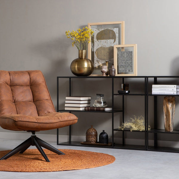 JOUKE DRAAIFAUTEUIL LEERLOOK COGNAC