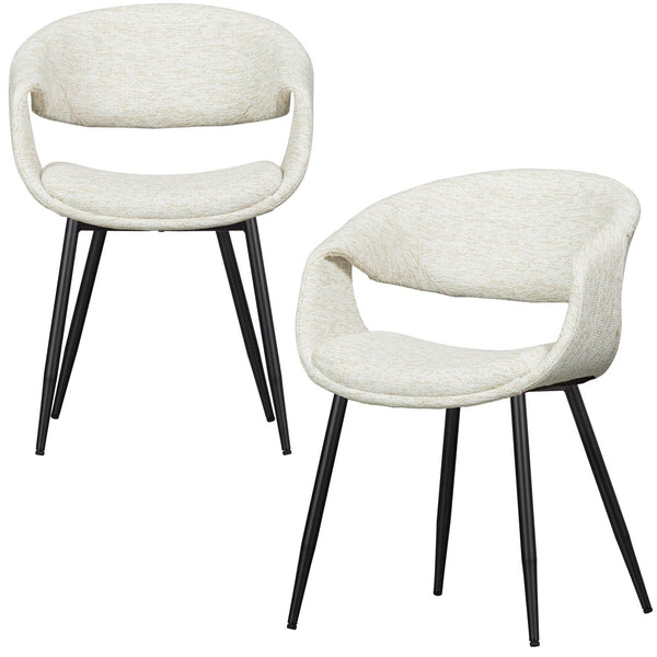YOSSI EETKAMERSTOEL NATUREL MET METALEN POOT ZWART (set of 2)
