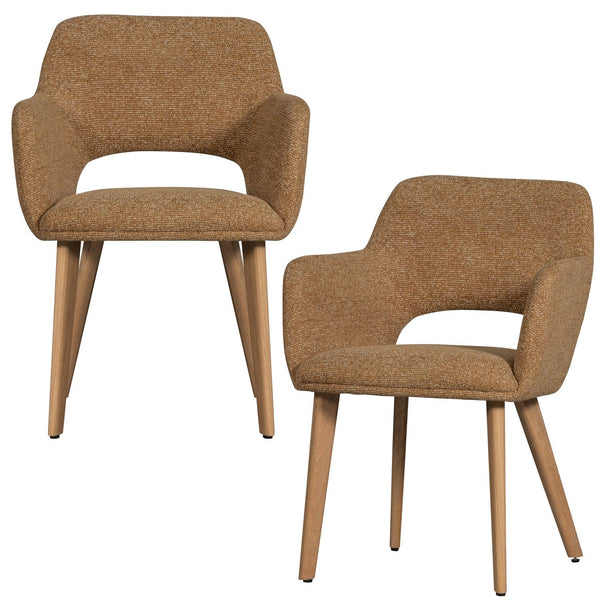 MURAT EETKAMERSTOEL GEEL MET HOUTEN POOT NATUREL (set of 2)