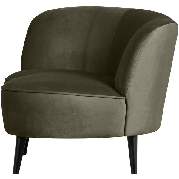 SARA LOUNGE FAUTEUIL LINKS VELVET WARM GROEN