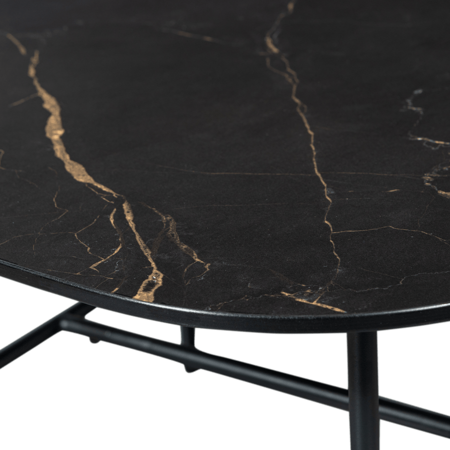 VAJEN SALONTAFEL MET ZWART MARMEREN LOOK BLAD 70X70 CM