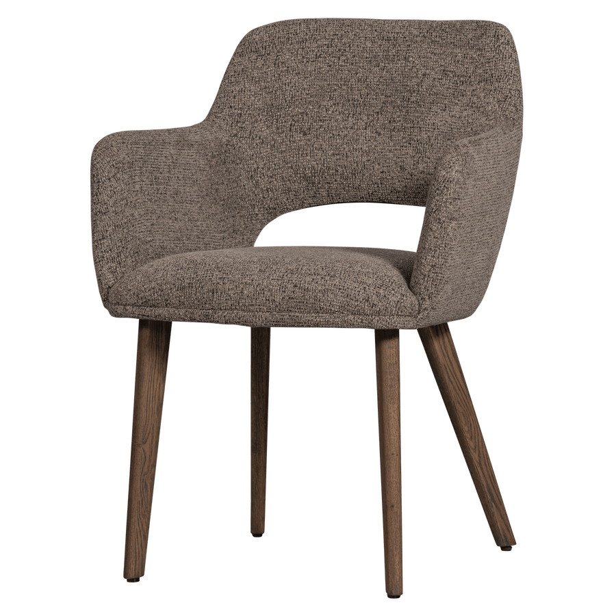 MURAT EETKAMERSTOEL TAUPE MET HOUTEN POOT BRUIN (set of 2)