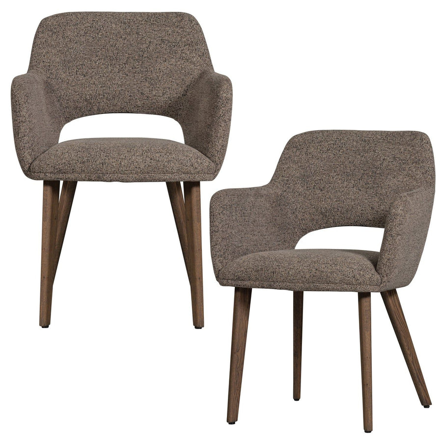 MURAT EETKAMERSTOEL TAUPE MET HOUTEN POOT BRUIN (set of 2)