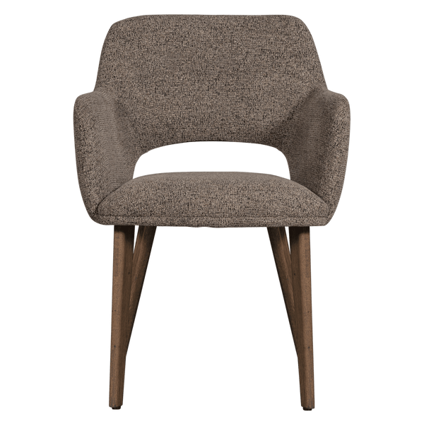 MURAT EETKAMERSTOEL TAUPE MET HOUTEN POOT BRUIN (set of 2)