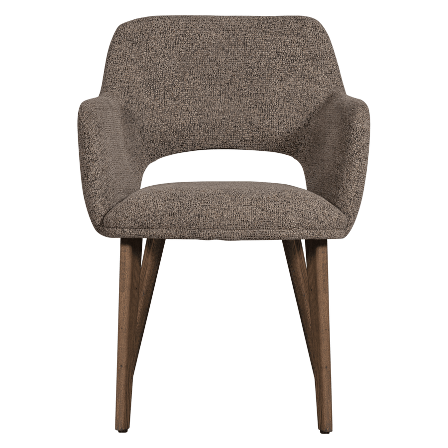 MURAT EETKAMERSTOEL TAUPE MET HOUTEN POOT BRUIN (set of 2)