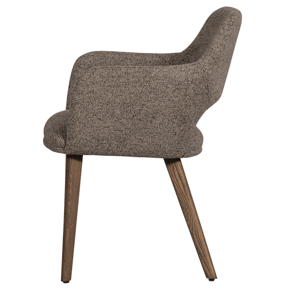 MURAT EETKAMERSTOEL TAUPE MET HOUTEN POOT BRUIN (set of 2)