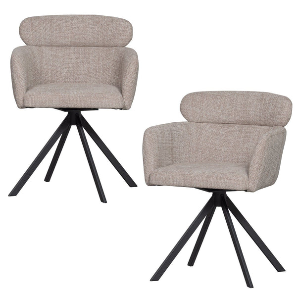 FENNE DRAAIBARE EETKAMERSTOEL GEWEVEN STOF NATUREL (set of 2)